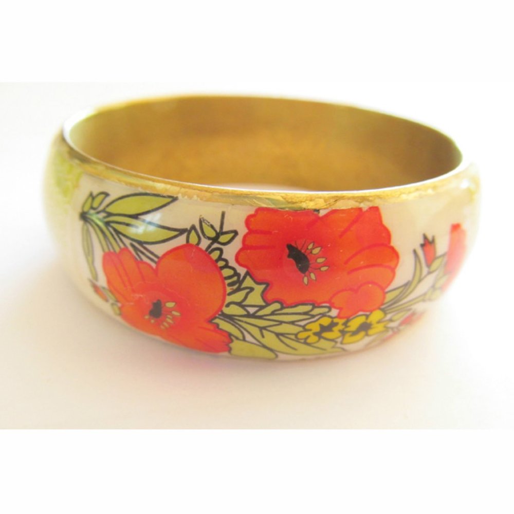 Vtg Metal Pansy Flower Bracelet